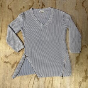 Tyler‎ Boe Women's Colton Sweater In Chambray Blue With Zipper Accents Size Xs